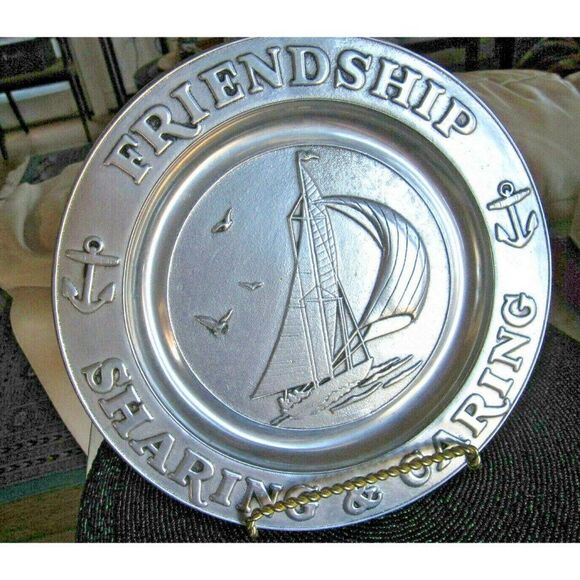 Royal Wilton Other - Friendship Sailboat Wilton Rare Pewter Armetale 11" Wall Hanging Plate RWP